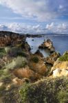 Natural Coastline Of Algarve Stock Photo