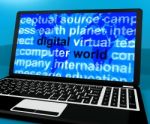 Digital World Words On Computer Showing Global Internet Stock Photo