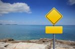 Empty Yellow Road Sign Stock Photo