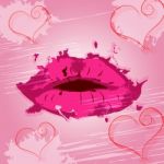 Lips Heart Indicates Valentines Day And Affection Stock Photo