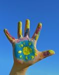 Painted Kid Hand Stock Photo