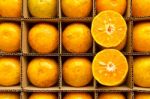 Oranges In Paper Box Stock Photo