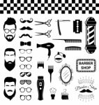 Set Of Vintage Barber Shop Items Stock Photo