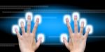 Scanning Of Finger On Touch Screen Stock Photo