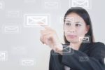 Business Lady Press Mail Stock Photo