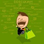 Cute Character Businessman Is Happy Discount To Shopping Stock Photo