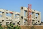 Row Of Large Columns Under Construction Stock Photo