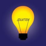 Bulb With Solution Word Stock Photo