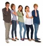 Teenagers Talking Over Phone Stock Photo