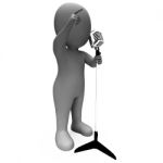 Singer Character Shows Music Microphone Karaoke Concert Stock Photo