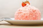 Fresh Strawberry And Whipped Cream Dessert Stock Photo