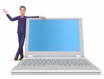 Businessman On Laptop Means Blank Space And Biz Stock Photo