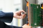 Fix Network Switch In Data Center Room Stock Photo