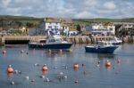 Boats In The Harbour At Lyme Regis Stock Photo