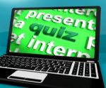 Quiz Computer Means Test Quizzes Or Questions Online Stock Photo