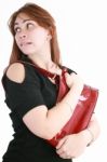 Woman Protecting Her Bag From Mugger Stock Photo