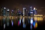 Singapore Skyline At Night Stock Photo