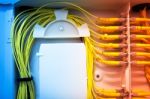 Fiber Optic With Servers In A Technology Data Center Stock Photo