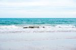 Sand Beach With Blue Ocean Stock Photo