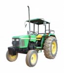 Old Green Tractor On White Background Stock Photo