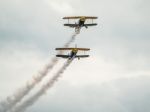 The Trig Aerobatic Team Flying Over Biggin Hill Airport Stock Photo