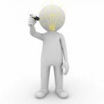 3d Man Drawing Idea Lightbulb Stock Photo