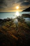 Beautiful Seascape Of Wave And Rock Stock Photo