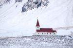 View Of The Churh At Vik Iceland Stock Photo