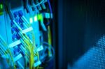 Fiber Optic With Servers In A Technology Data Center Stock Photo