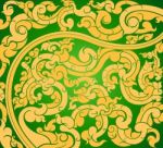 Gold Art Pattern On A Green Background Stock Photo