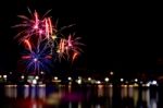 Fireworks Celebration And The City Night Light Background Stock Photo