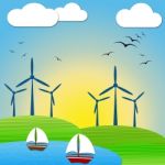 Wind Power Means Turbine Energy And Electric Stock Photo