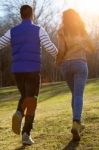 Young Couple In The Park Stock Photo