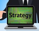 Strategy Word Shows Plan Vision And Text Stock Photo