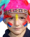 Cute Kid Dressed As Indian Stock Photo