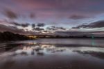 Spectacular Sunset On The Beach Of Arnao, Asturias, Spain, Stock Photo