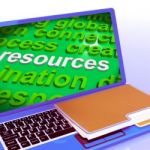 Resources Word Cloud Laptop Shows Assets Human Financial Input Stock Photo