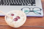 Granola With Fruits On Work Station Stock Photo