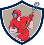 Lacrosse Player Crosse Stick Running Shield Cartoon Stock Photo