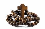 Wood Rosary Stock Photo