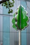 Artificial Tree Outside A Building Near City Hall Stock Photo