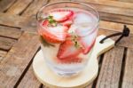 Close-up Glass Of Strawberry Infused Water Stock Photo