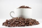 Coffee Beans And Cup Stock Photo