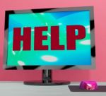 Help On Monitor Shows Helpline Helpdesk Or Support Stock Photo