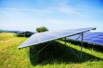 Solar Panels With Blue Sky Stock Photo