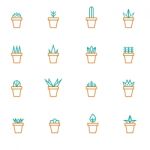 Cactus In Pot Outline Icon Set  Illustration Eps 10 Stock Photo