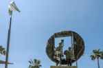 Boys And Window Sculpture By Eduardo Soriano In Marbella Stock Photo