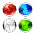 Button Of Four Natural Elements Stock Photo