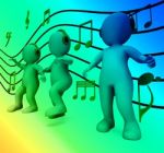 Characters With Colorful Lights Dancing Shows Music Disco And Pa Stock Photo