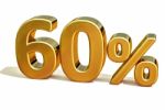 3d Gold 60 Sixty Percent Discount Sign Stock Photo